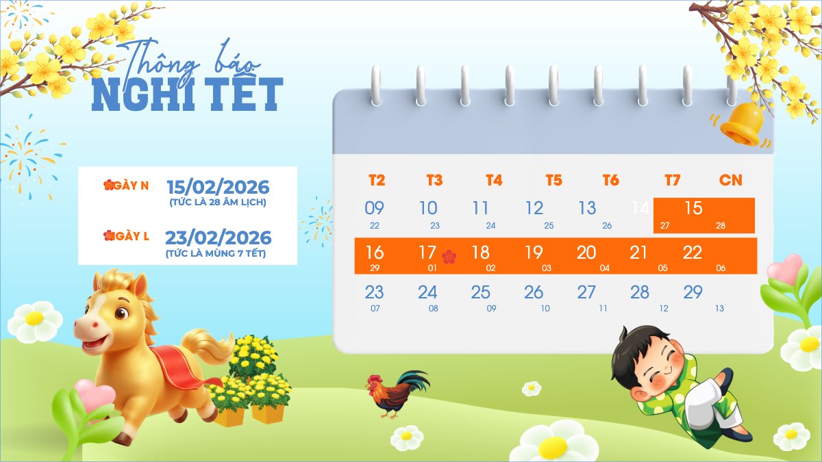 Mẫu Bài post MXH (16:9) Thông báo nghỉ tết âm lịch — LayerPic