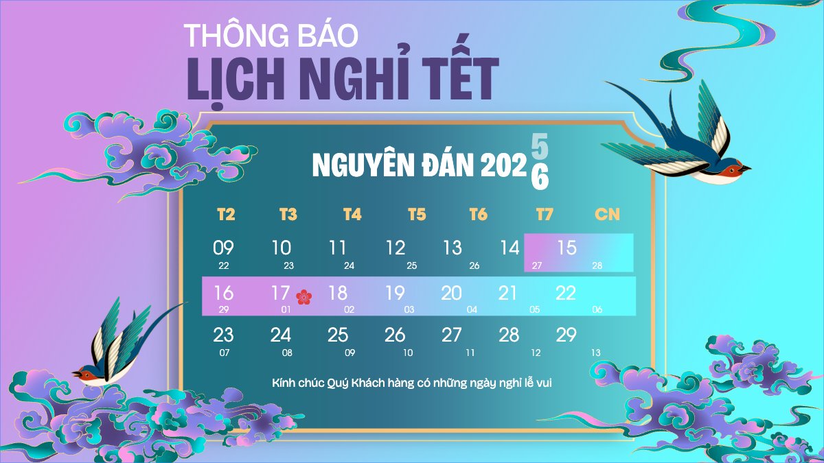 Mẫu Bài post MXH (16:9) Thông báo nghỉ tết — LayerPic
