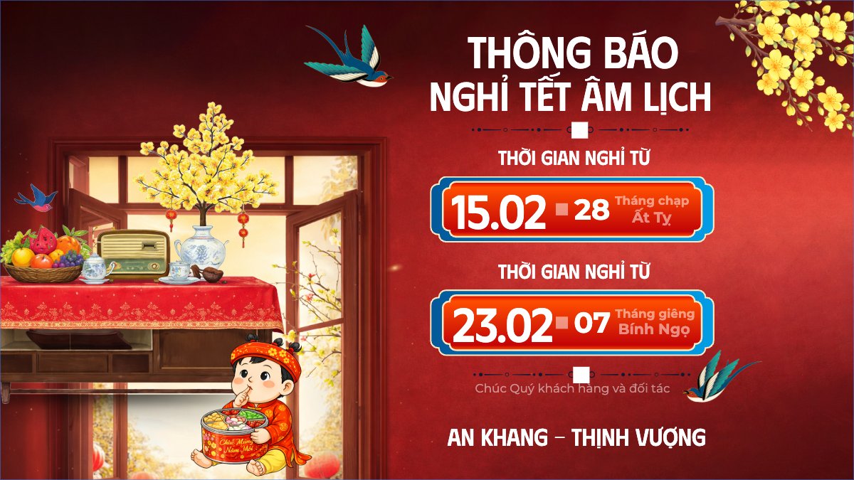 Mẫu Bài post MXH (16:9) Thông báo nghỉ tết âm lịch — LayerPic