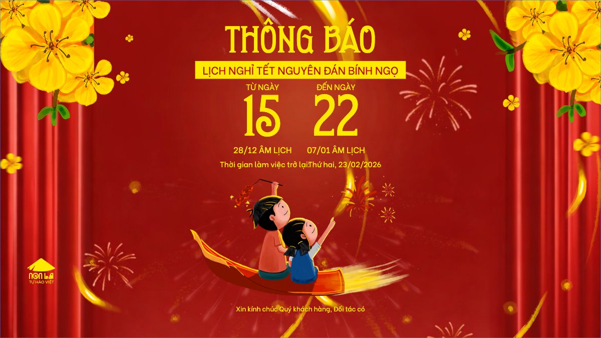 Mẫu Bài post MXH (16:9) Thông báo lịch nghỉ tết nguyên đán Bính Ngọ 2026 — LayerPic