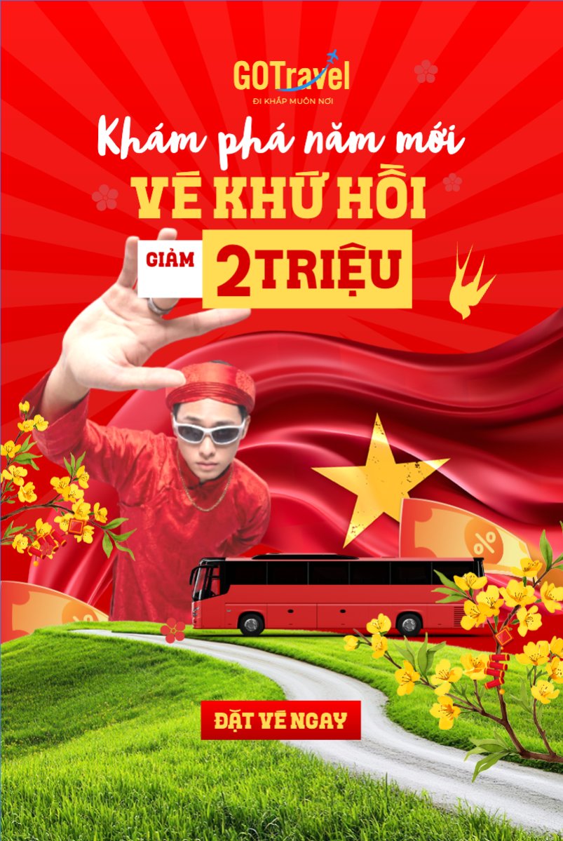 Mẫu Bài post MXH dọc Khám phá năm mới vé khứ hồi giảm 2 triệu — LayerPic