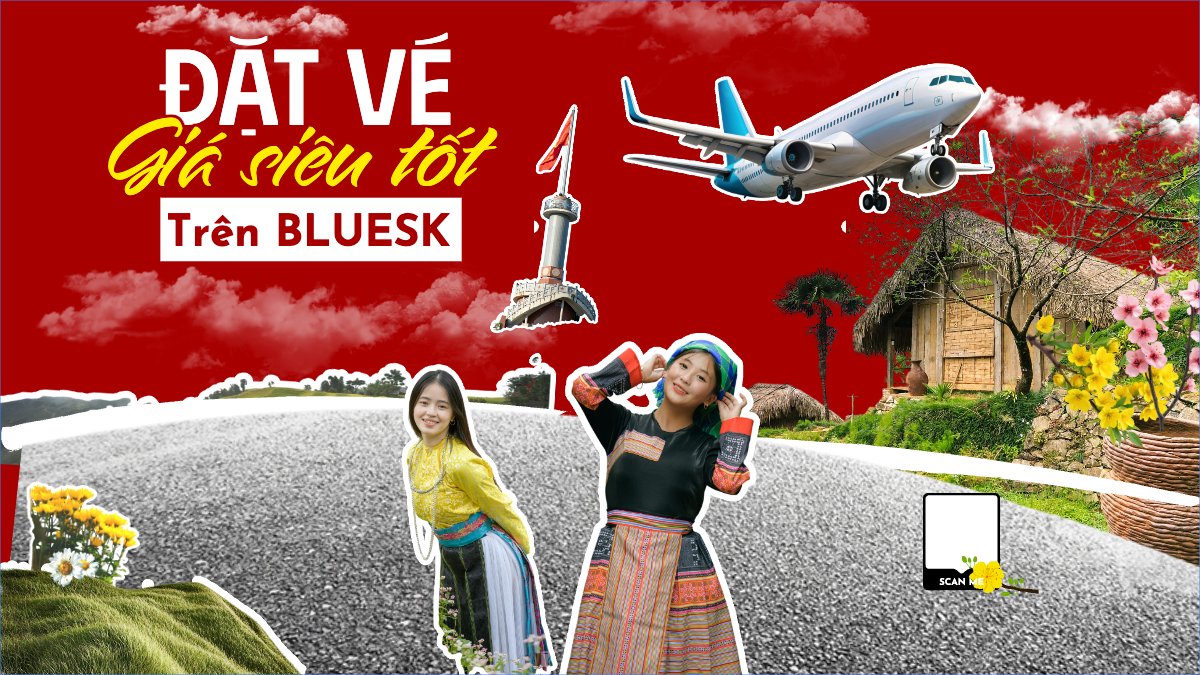 Mẫu Bài post MXH (16:9) Đặt vé giá siêu tốt — LayerPic