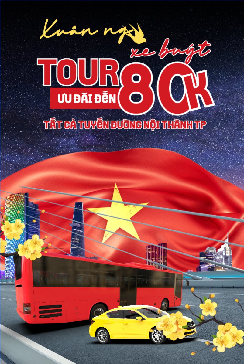 Mẫu Bài post MXH dọc Xuân ngao du tour xe buýt ưu đãi 80K — LayerPic