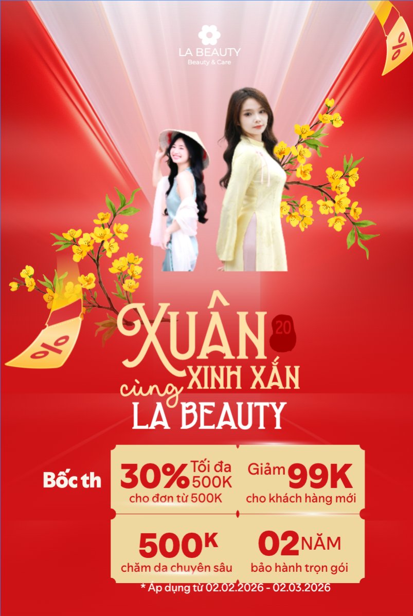Mẫu Bài post MXH dọc Xuân tươi tắn cùng La Beauty — LayerPic