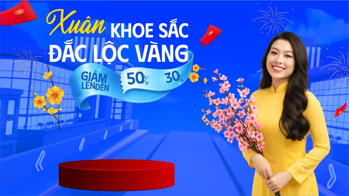 Mẫu Bài post MXH (16:9) Xuân khoe sắc đắc lộc vàng — LayerPic
