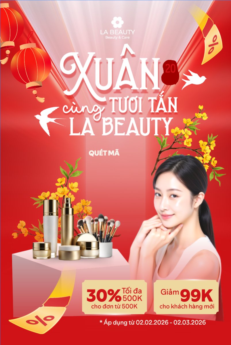 Mẫu Bài post MXH dọc Xuân tươi tắn cùng La Beauty — LayerPic