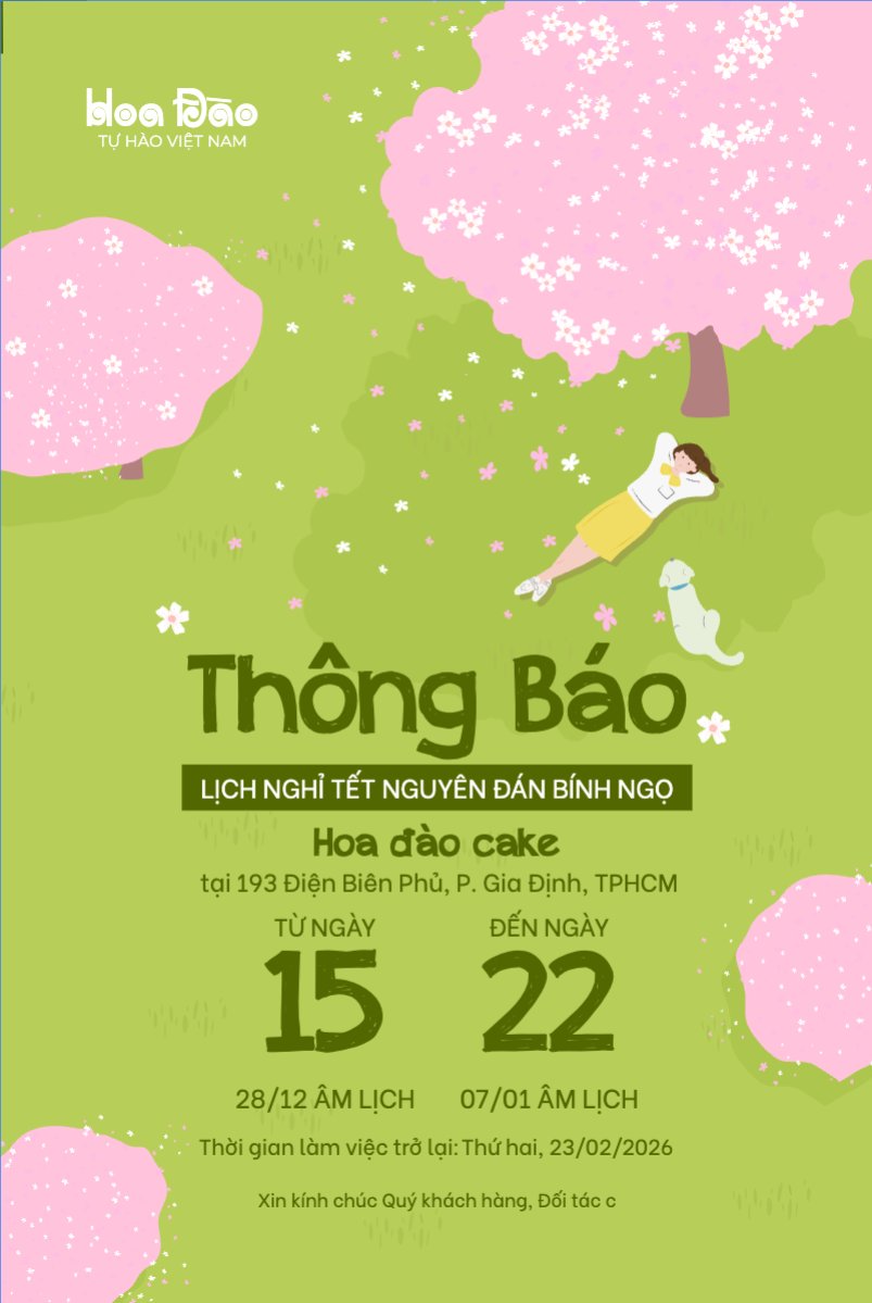 Mẫu Bài post MXH dọc Thông báo lịch nghỉ tết nguyên đán Bính Ngọ 2026 — LayerPic
