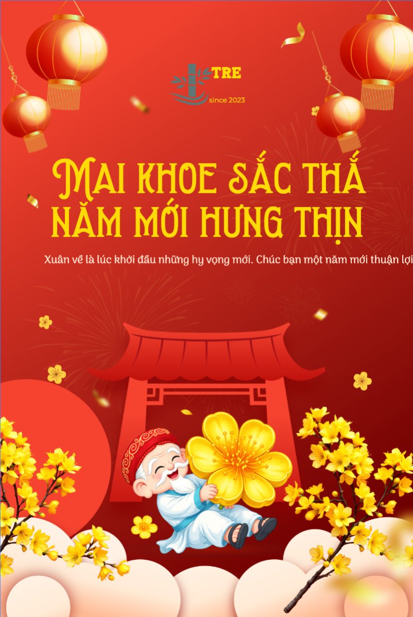 Mẫu Bài post MXH dọc Mai khoe sắc thắm năm mới hưng thịnh — LayerPic