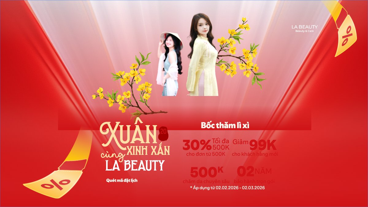 Mẫu Bài post MXH (16:9) Xuân xinh xắn cùng La Beauty — LayerPic