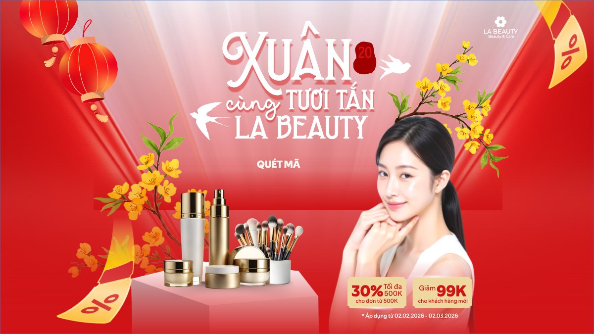 Mẫu Bài post MXH (16:9) Xuân tươi tắn cùng La Beauty — LayerPic