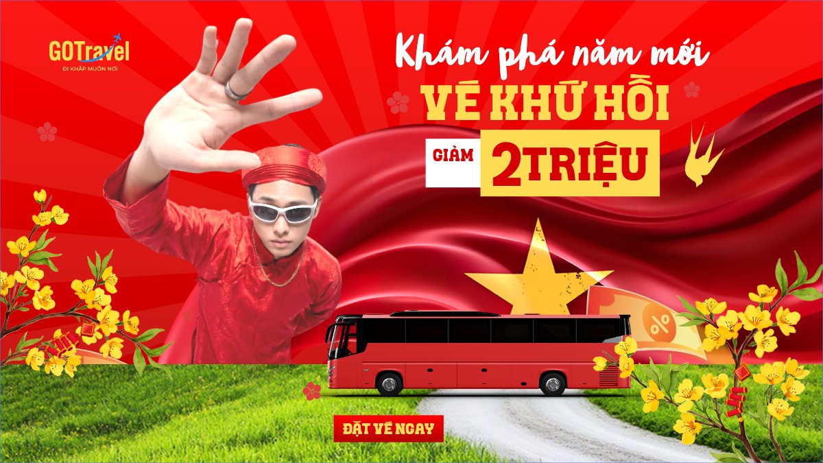 Mẫu Bài post MXH (16:9) Khám phá năm mới vé khứ hồi giảm 2 triệu — LayerPic