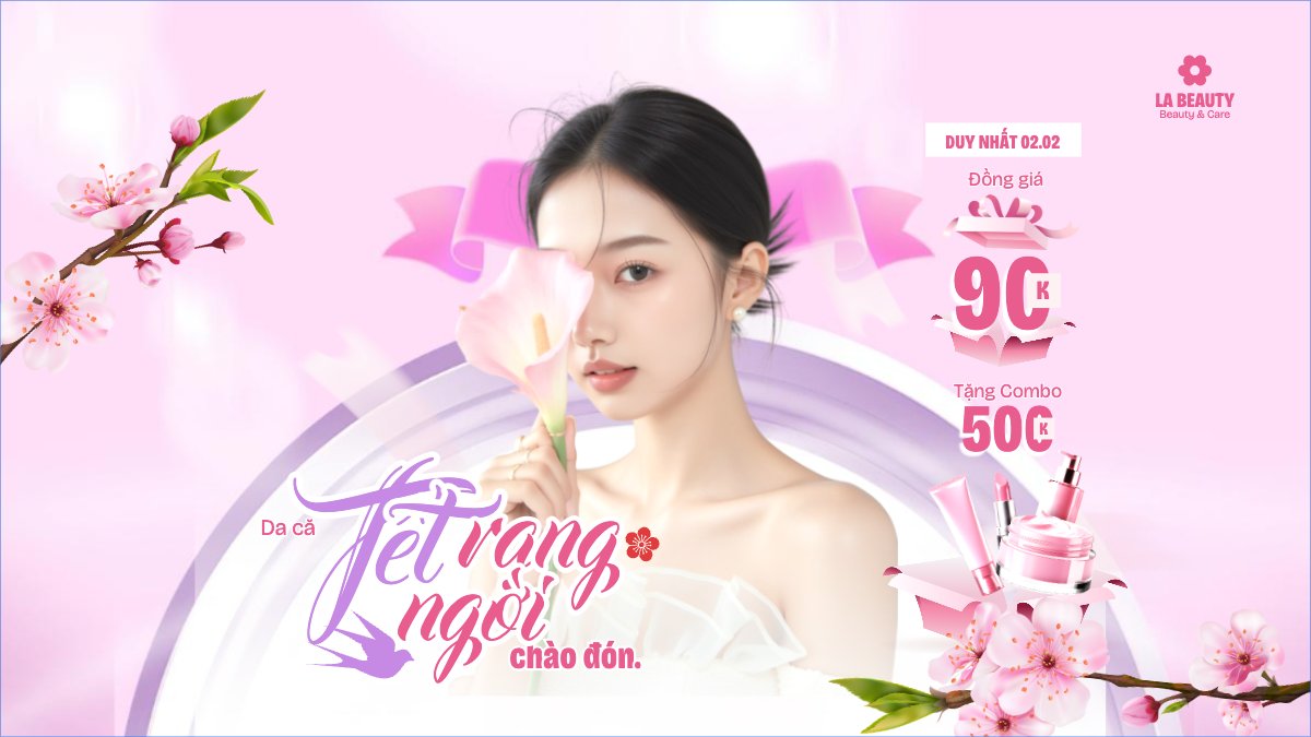 Mẫu Bài post MXH (16:9) Tết rạng ngời chào đón — LayerPic