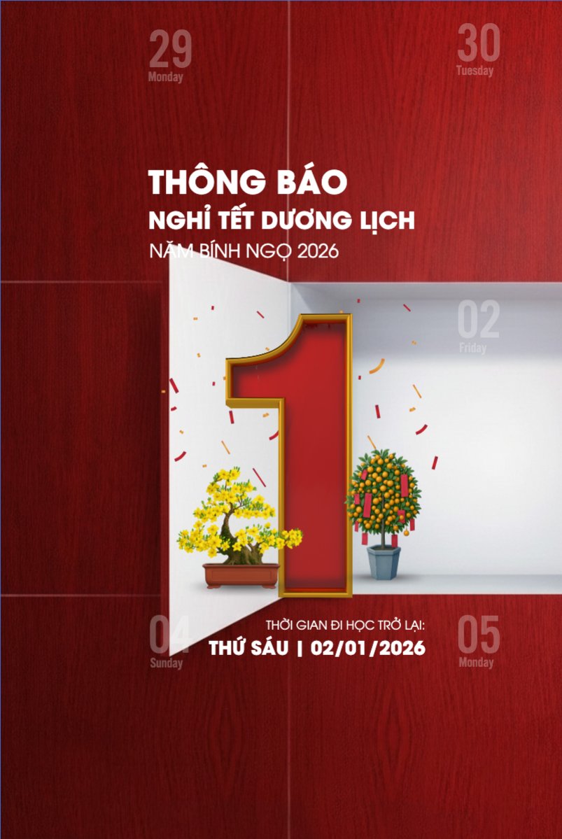 Mẫu Bài post MXH dọc Thông báo nghỉ tết dương lịch — LayerPic