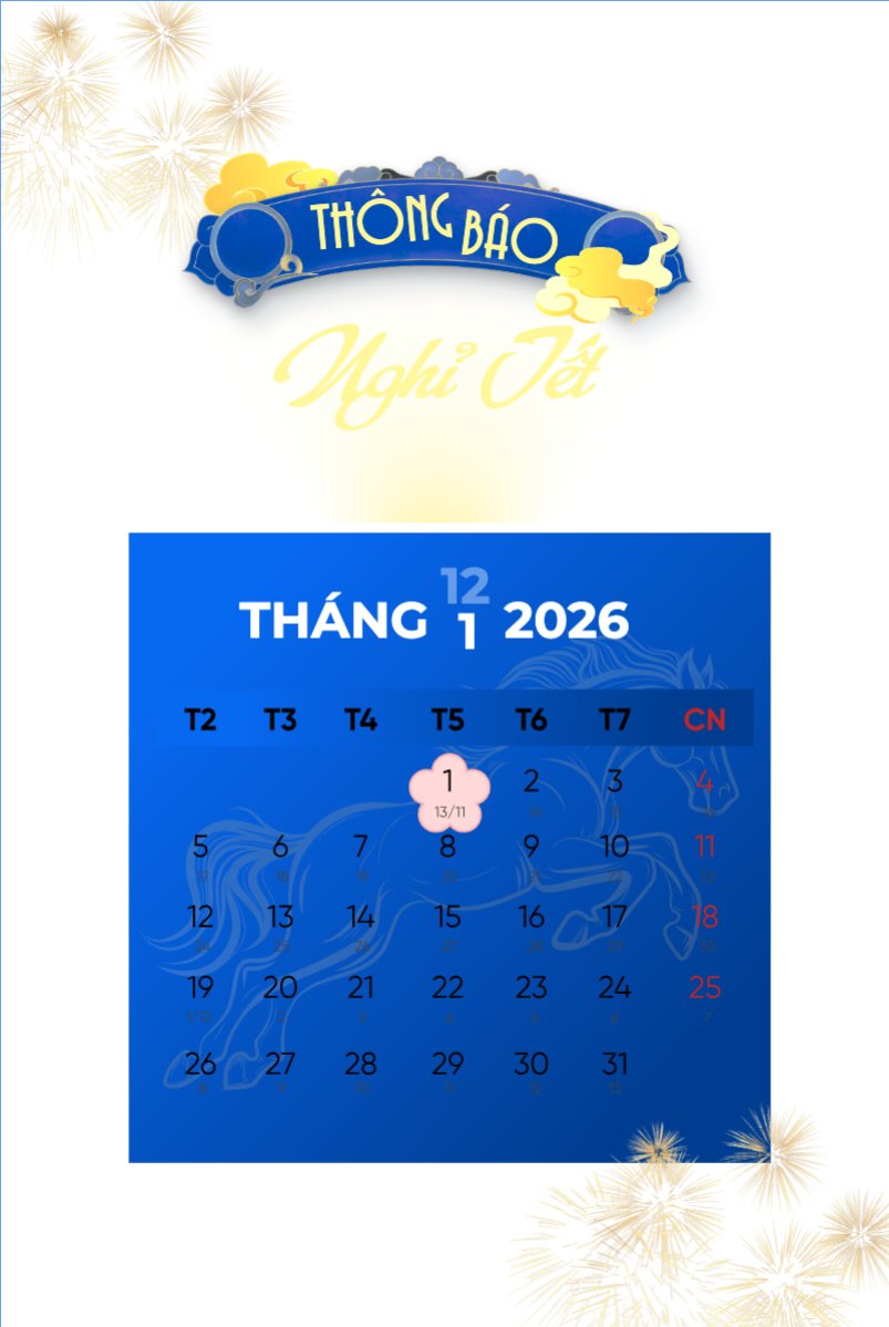 Mẫu Bài post MXH dọc Thông báo nghỉ tết dương lịch — LayerPic