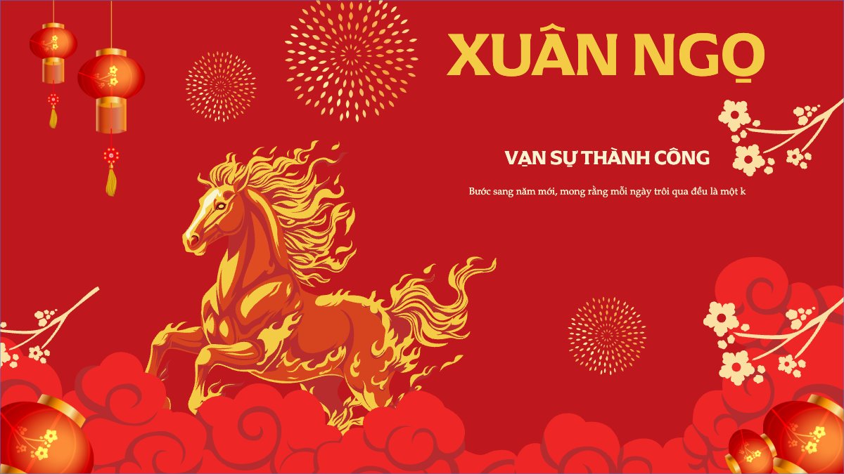 Mẫu Bài post MXH (16:9) Xuân ngọ phi mã vạn sự thành công — LayerPic
