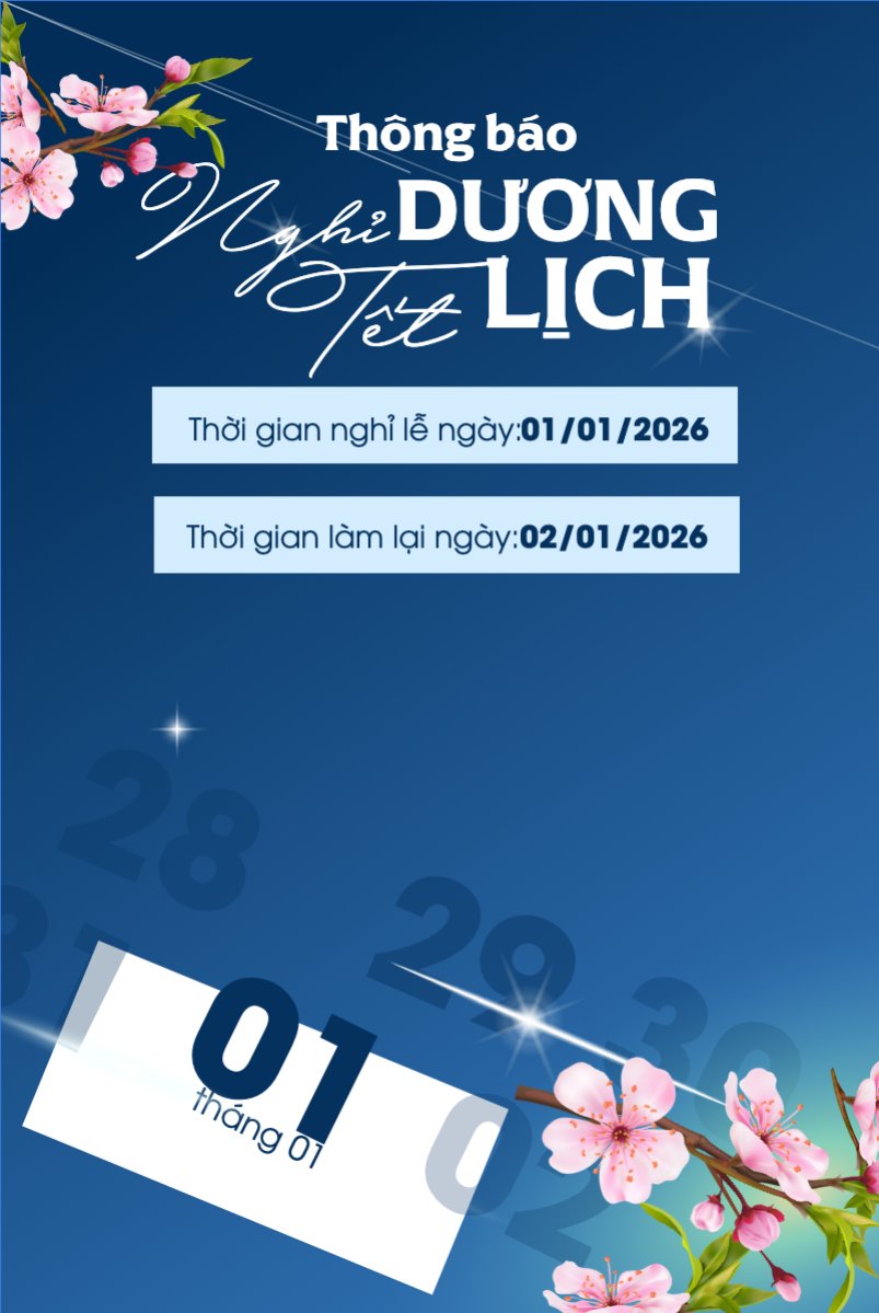 Mẫu Bài post MXH dọc Thông báo nghỉ tết dương lịch — LayerPic