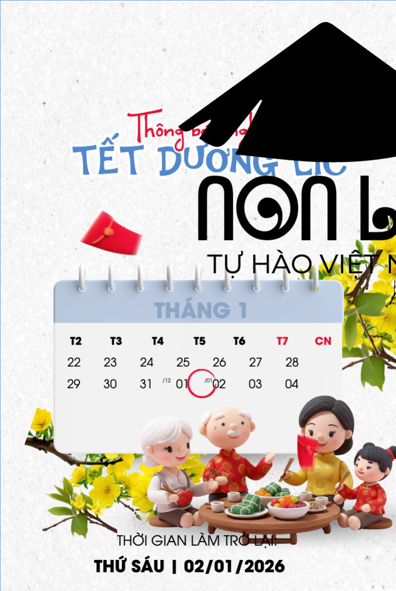 Mẫu Bài post MXH dọc Thông báo nghỉ tết dương lịch — LayerPic