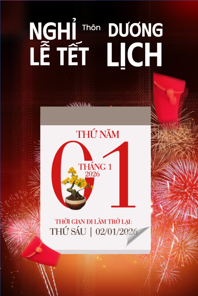 Mẫu Bài post MXH dọc Thông báo nghỉ tết dương lịch — LayerPic