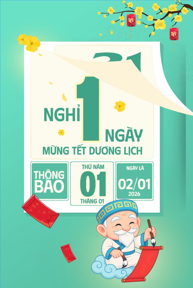Mẫu Bài post MXH dọc Thông báo nghỉ tết dương lịch — LayerPic