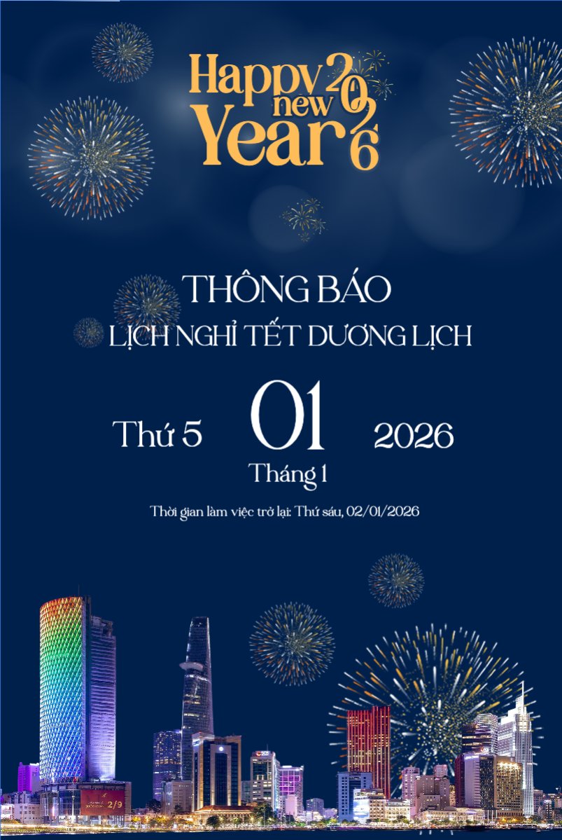 Mẫu Bài post MXH dọc Thông báo nghỉ tết dương lịch — LayerPic