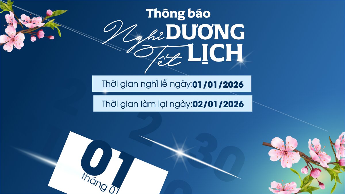 Mẫu Bài post MXH (16:9) Thông báo nghỉ tết dương lịch — LayerPic