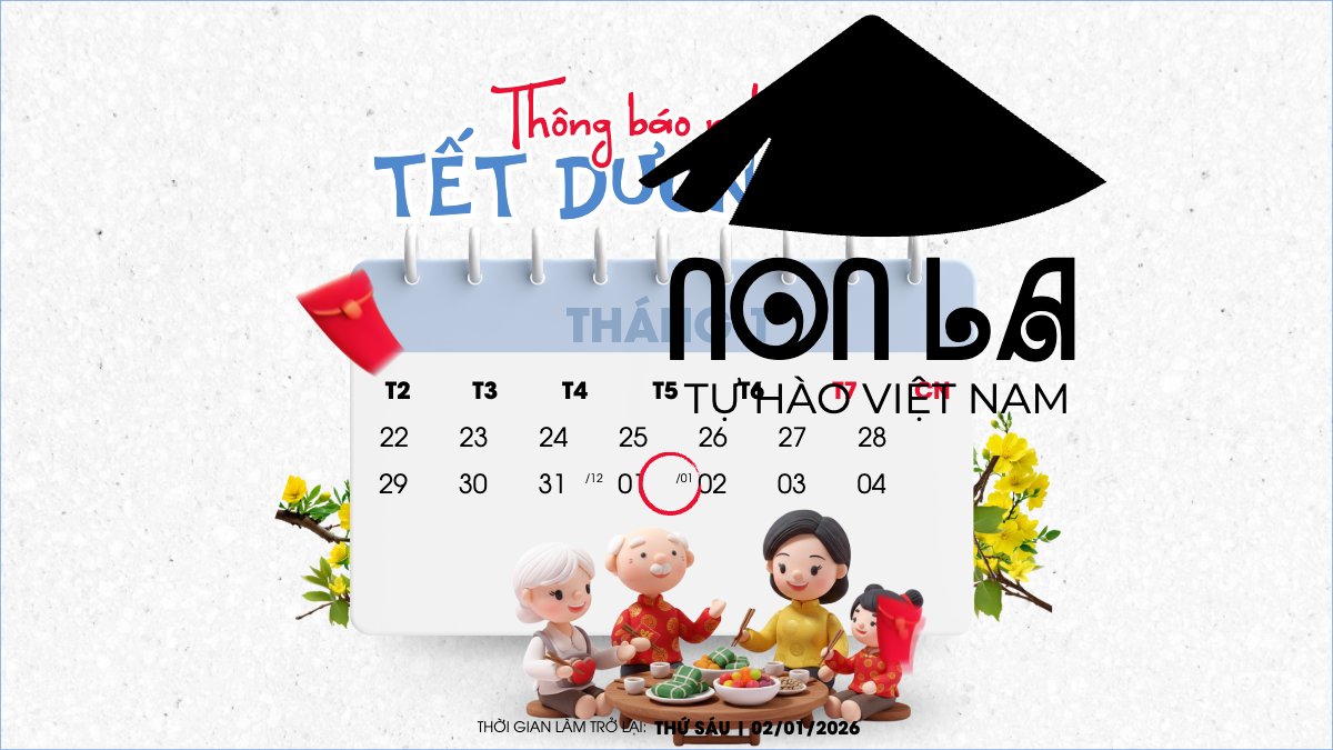 Mẫu Bài post MXH (16:9) Thông báo nghỉ tết dương lịch — LayerPic