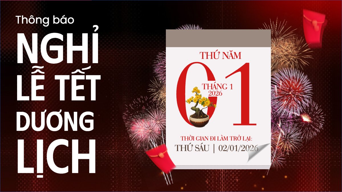 Mẫu Bài post MXH (16:9) Thông báo nghỉ tết dương lịch — LayerPic