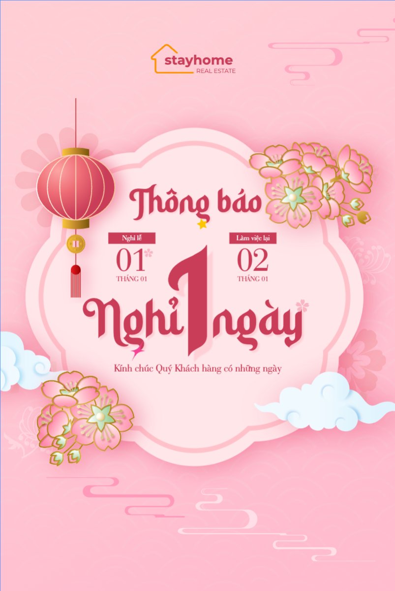 Mẫu Bài post MXH dọc Thông báo lịch nghỉ Tết dương lịch 2026 — LayerPic