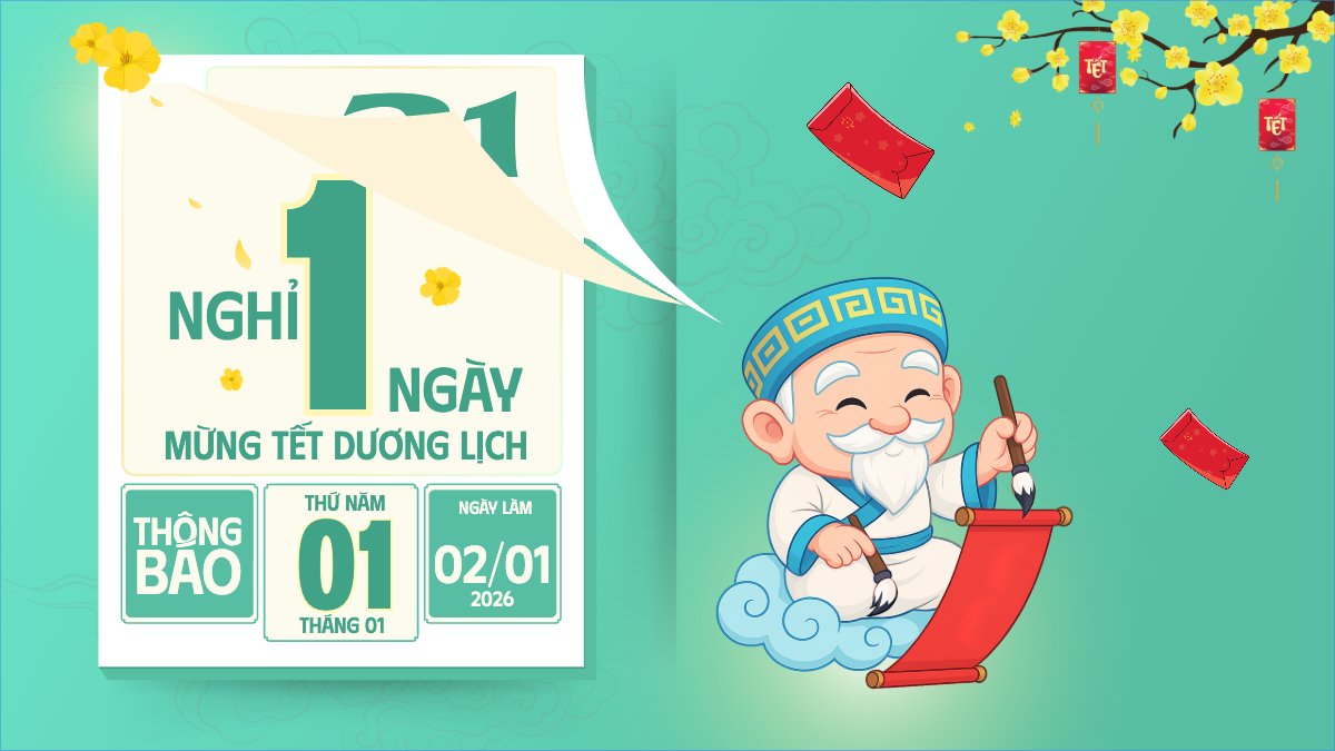 Mẫu Bài post MXH (16:9) Thông báo nghỉ tết dương lịch — LayerPic