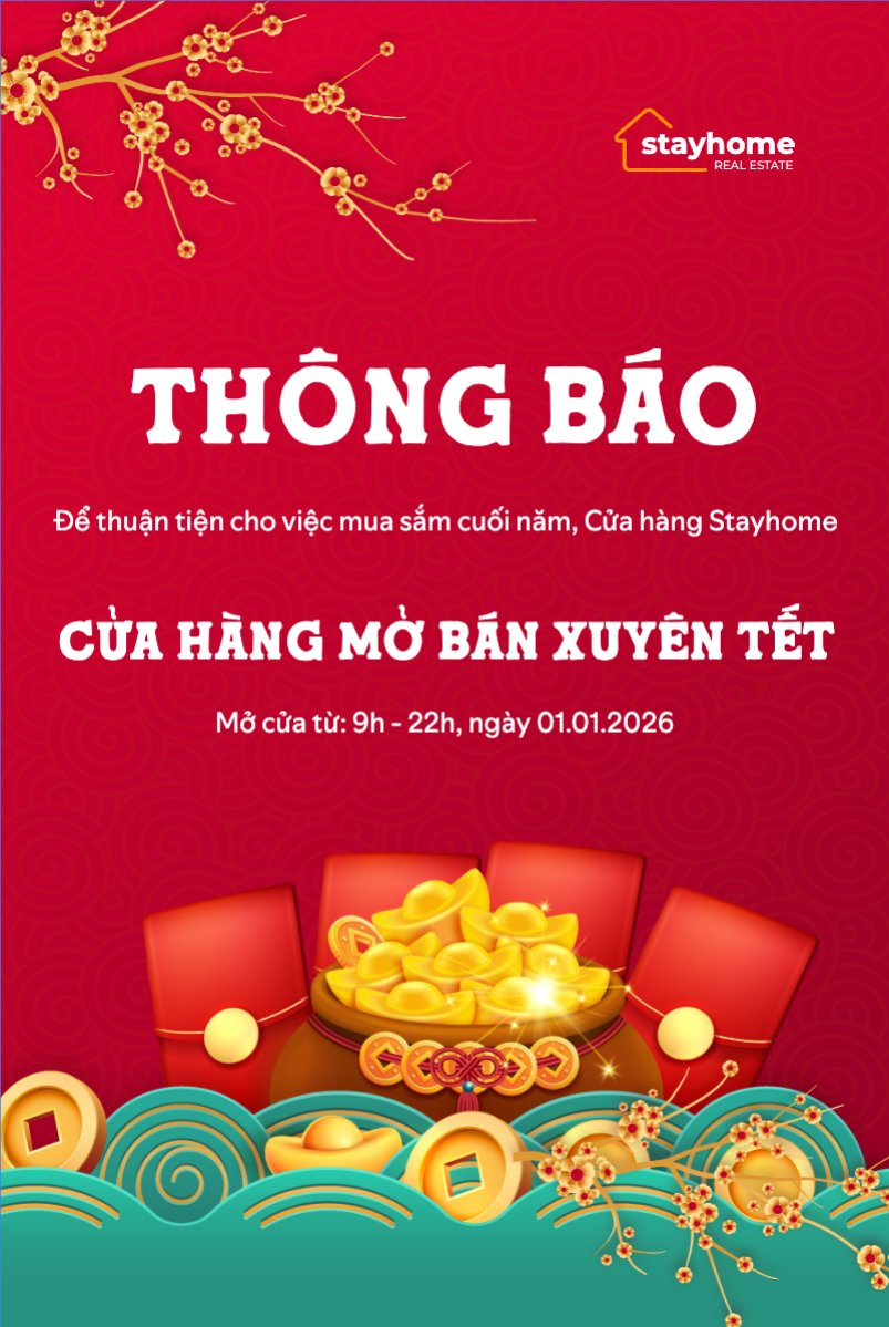 Mẫu Bài post MXH dọc Thông báo mở cửa xuyên Tết — LayerPic