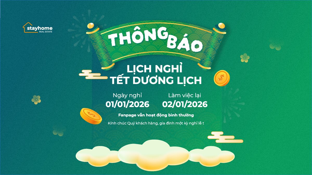 Mẫu Bài post MXH (16:9) Thông báo lịch nghỉ Tết dương lịch 2026 — LayerPic