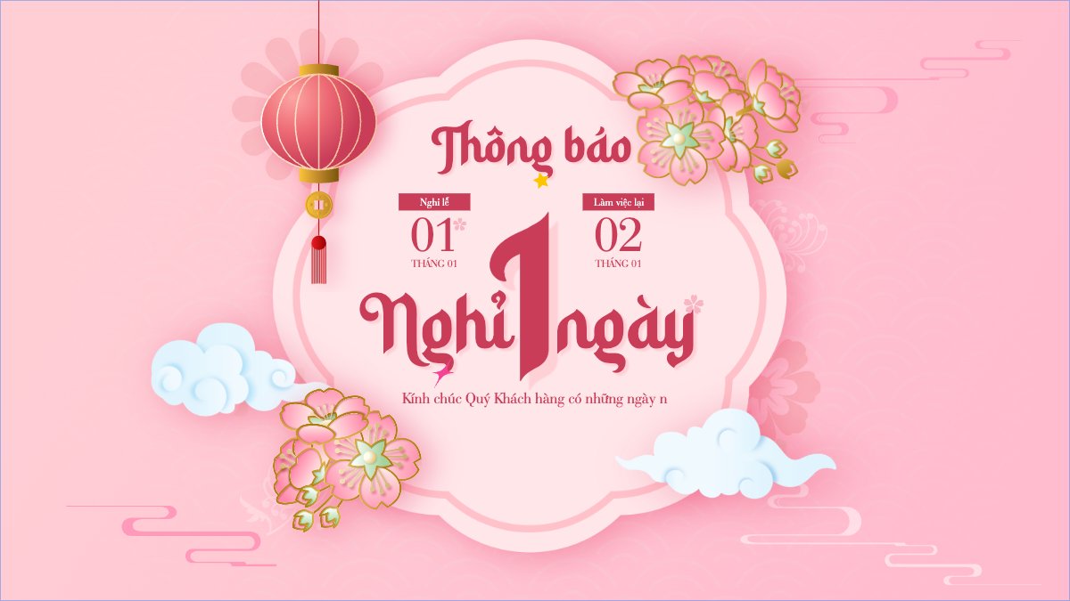 Mẫu Bài post MXH (16:9) Thông báo lịch nghỉ Tết dương lịch 2026 — LayerPic