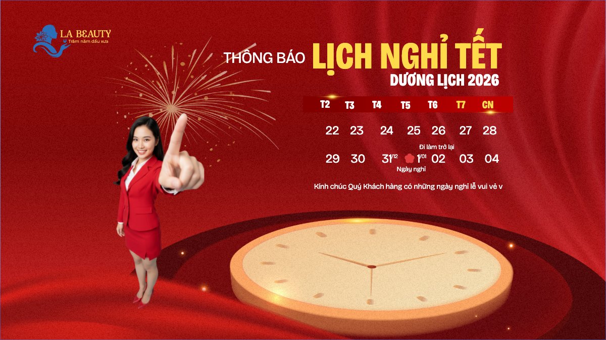 Mẫu Bài post MXH (16:9) Thông báo lịch nghỉ Tết dương lịch 2026 — LayerPic