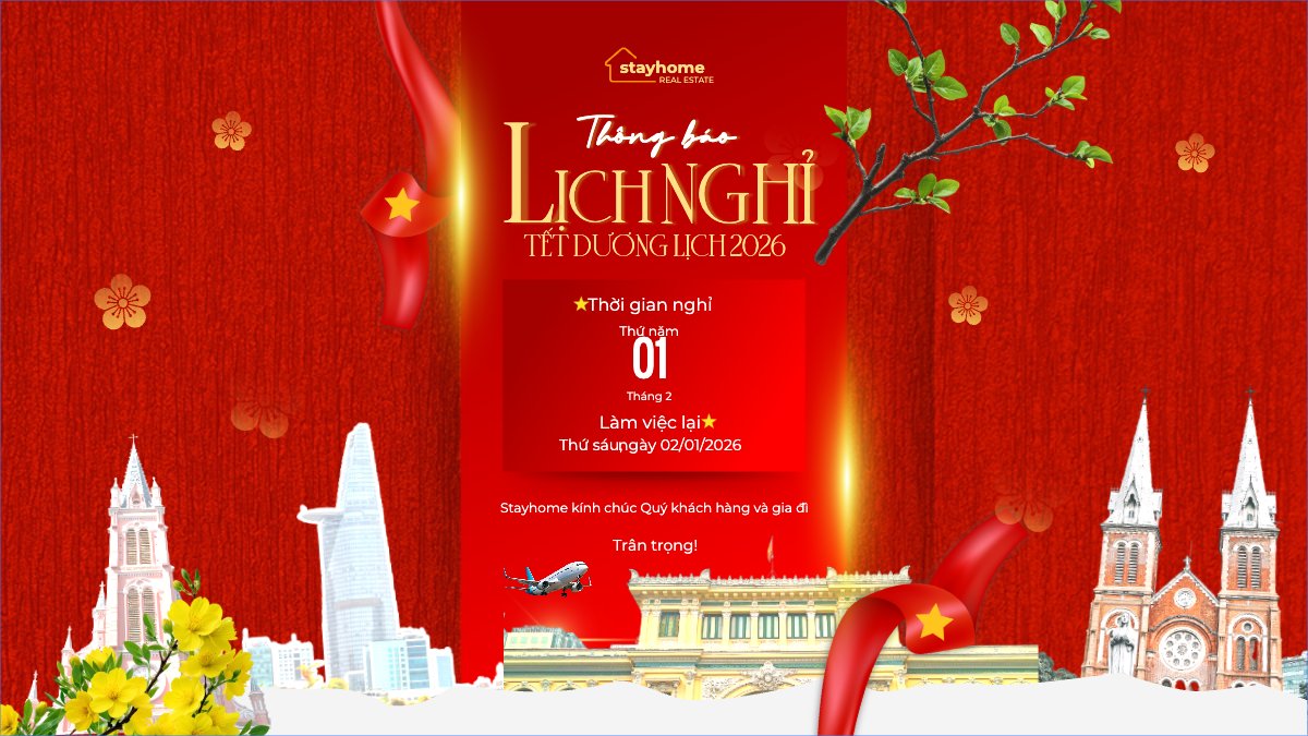 Mẫu Bài post MXH (16:9) Thông báo lịch nghỉ Tết dương lịch 2026 — LayerPic