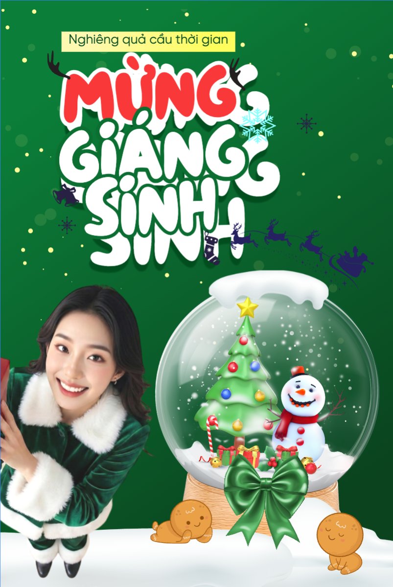 Mẫu Bài post MXH dọc Nghiêng quả cầu thời gian mừng giáng sinh — LayerPic