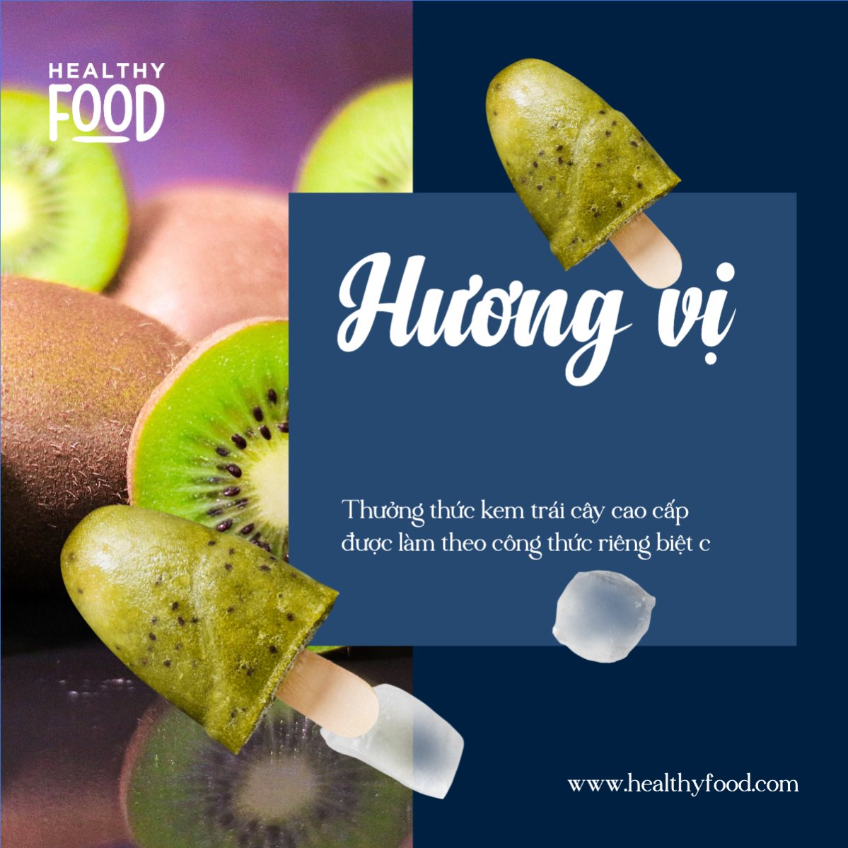 Mẫu Bài post MXH vuông Kem, ice-cream,nước uống, juice, giải khát, F&B, drink — LayerPic