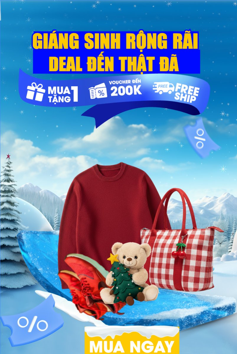 Mẫu Bài post MXH dọc Giáng sinh rộn ràng deal đến thật đã — LayerPic
