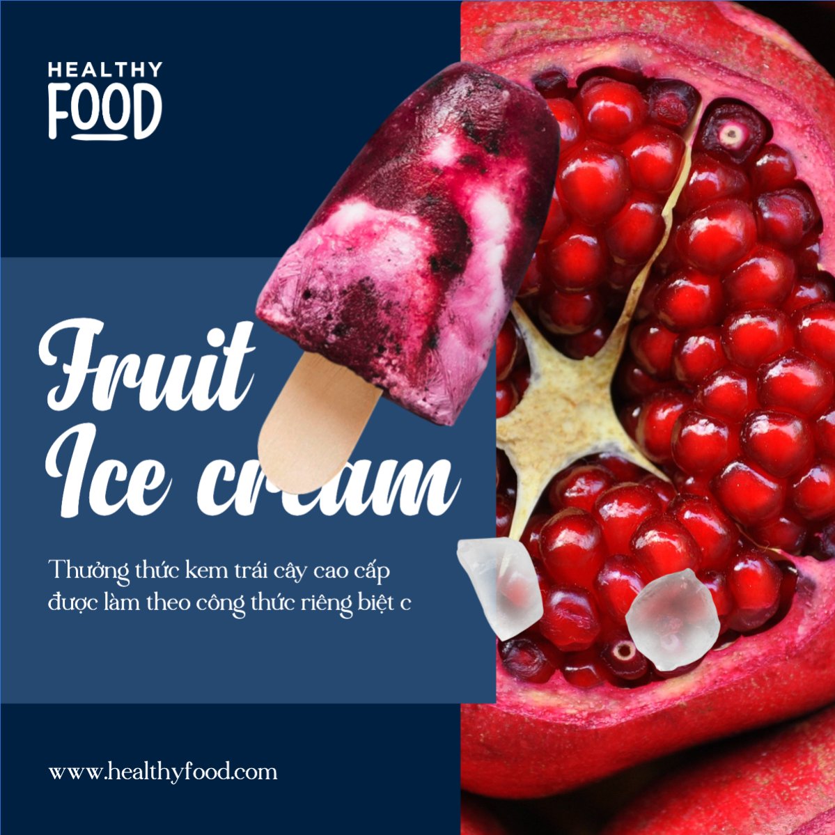 Mẫu Bài post MXH vuông Kem, ice-cream,nước uống, juice, giải khát, F&B, drink — LayerPic