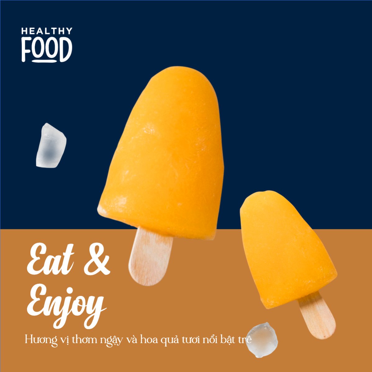Mẫu Bài post MXH vuông Kem, ice-cream,nước uống, juice, giải khát, F&B, drink — LayerPic