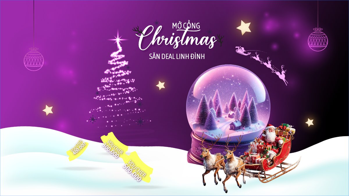 Mẫu Bài post MXH (16:9) Mở cổng Christmas sale linh đình — LayerPic