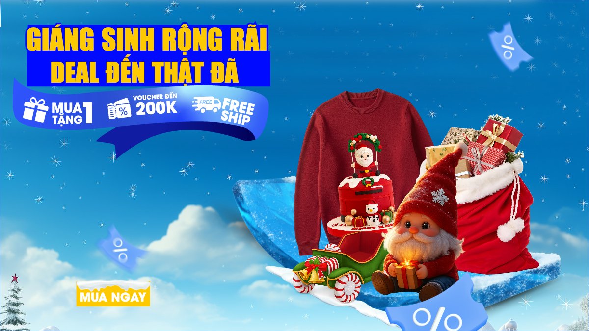 Mẫu Bài post MXH (16:9) Giáng sinh rộng rãi deal đến thật đã — LayerPic