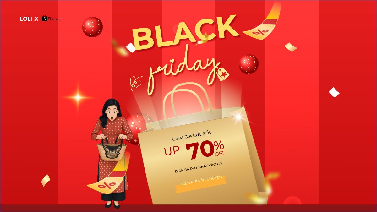 Mẫu Bài post MXH (16:9) Black friday giảm giá — LayerPic