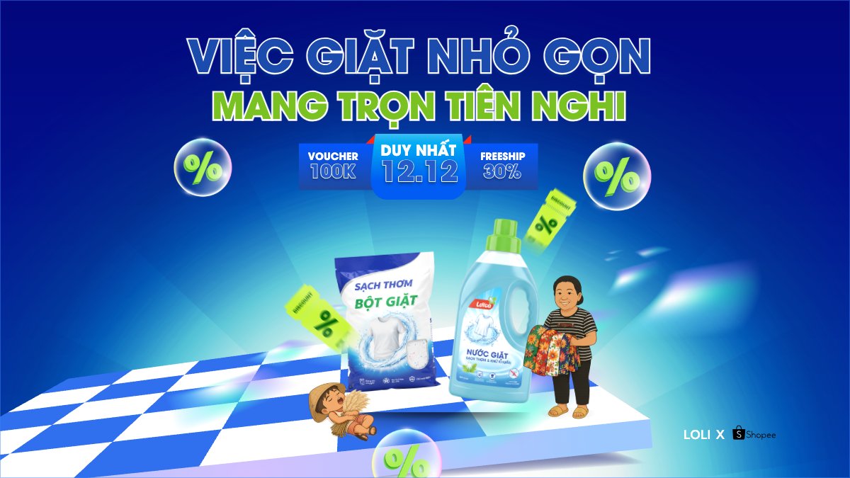 Mẫu Bài post MXH (16:9) Việc giặt nhỏ gọn mang trọn tiện nghi — LayerPic