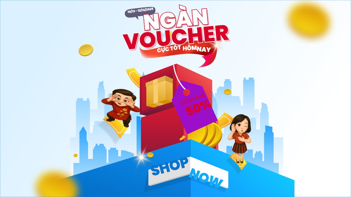 Mẫu Bài post MXH (16:9) Ngàn voucher cực tốt hôm nay — LayerPic