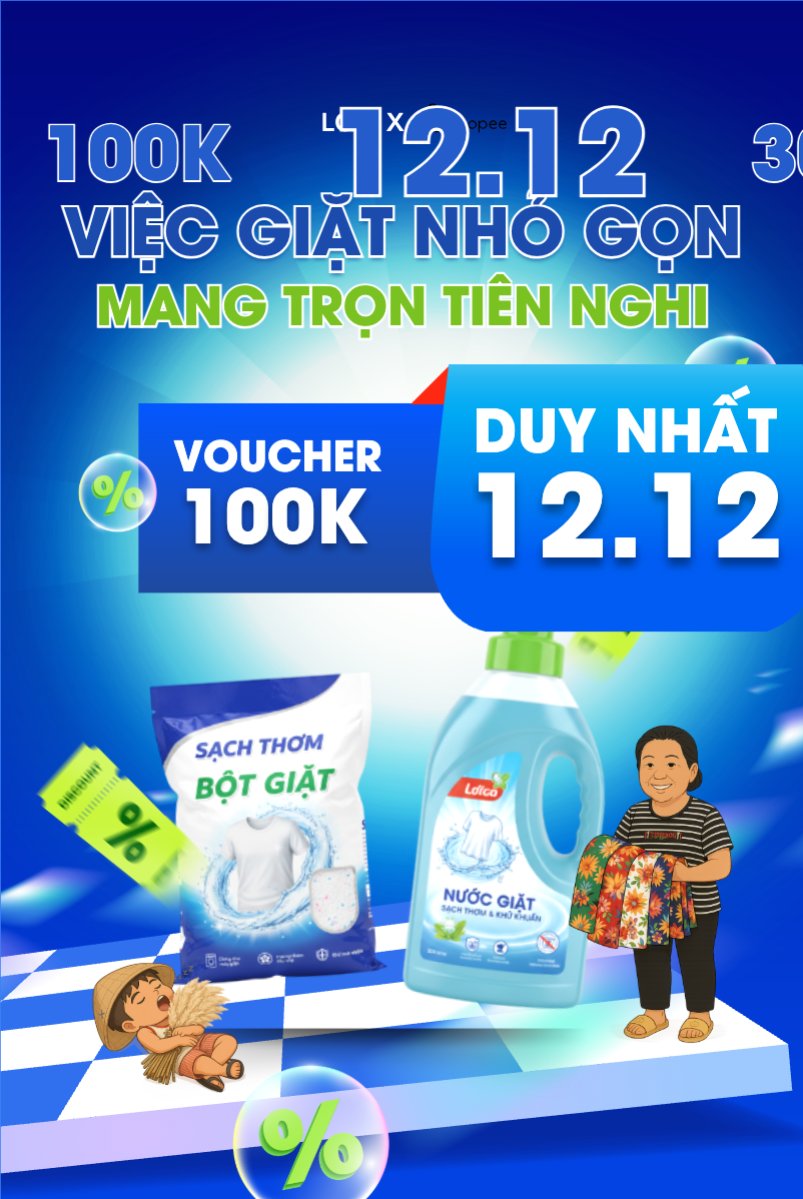 Mẫu Bài post MXH dọc Việc giặt nhỏ gọn mang trọn tiện nghi — LayerPic