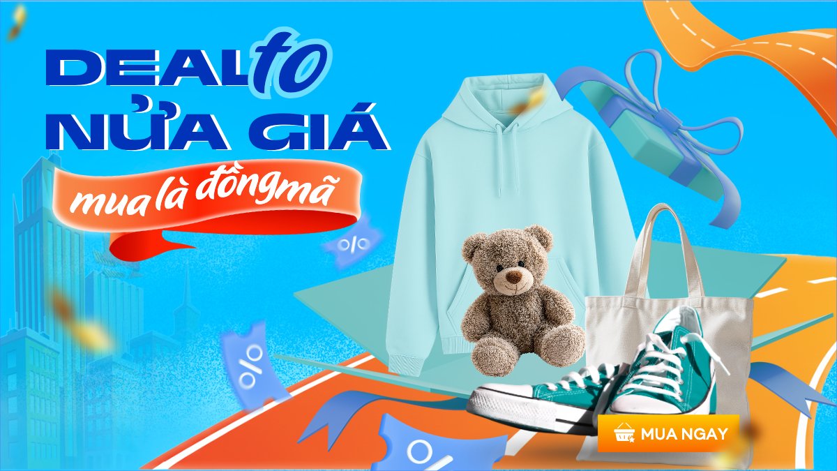 Mẫu Bài post MXH (16:9) Deal to nửa giá mua là đồng mã — LayerPic