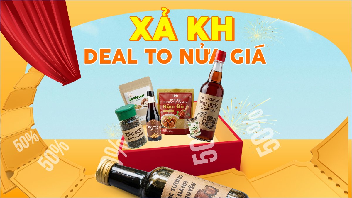 Mẫu Bài post MXH (16:9) Xả kho deal to nửa giá — LayerPic