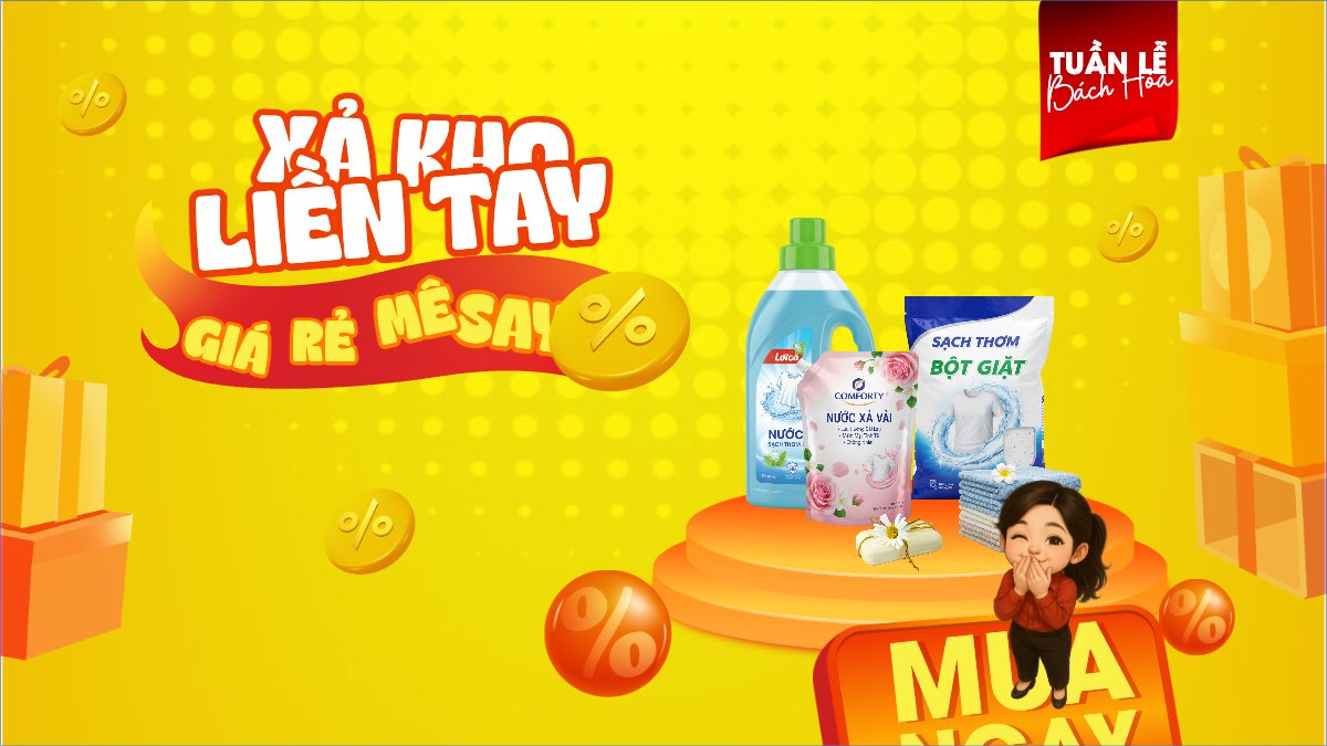 Mẫu Bài post MXH (16:9) Xả kho liền tay giá rẻ mê say — LayerPic