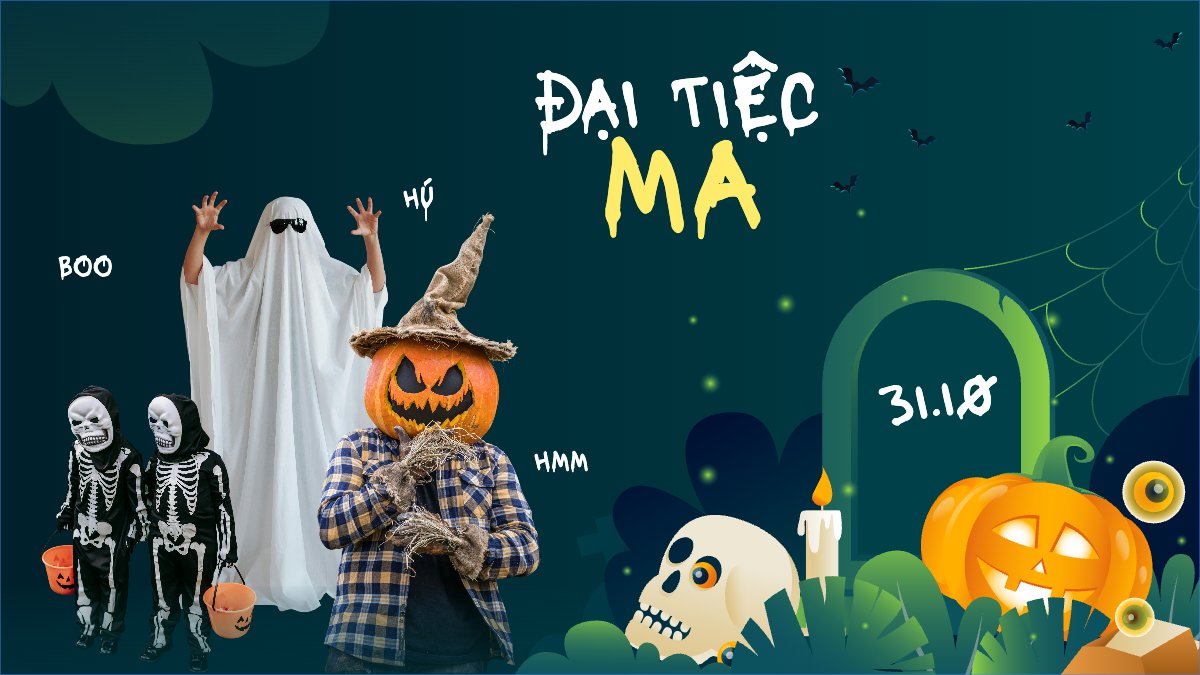 Mẫu Bài post MXH (16:9) Halloween, lễ hội ma quái, sự kiện, event, lễ hội ma quái, lễ hội, festival, hiện đại, modern — LayerPic