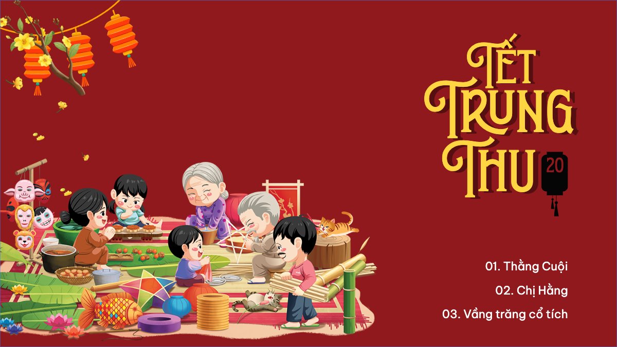 Mẫu Bài post MXH (16:9) Trung thu, Tết Đoàn Viên, mid-autumn festival, sự kiện, event, dễ thương, cute, chibi, hoạt hình, cartoon — LayerPic